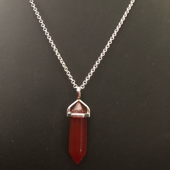 COPY - Genuine Carnelian Point Crystal Pendant w/Chain - Picture 3 of 6